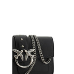 PINKO Black Calf Leather Bos Taurus Shoulder Bag