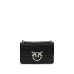 PINKO Black Calf Leather Bos Taurus Shoulder Bag