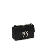 PINKO Black Calf Leather Bos Taurus Shoulder Bag