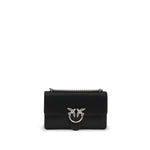 PINKO Black Calf Leather Bos Taurus Shoulder Bag