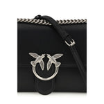 PINKO Black Calf Leather Bos Taurus Shoulder Bag