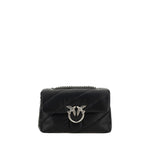 PINKO Black Calf Leather Bos Taurus Shoulder Bag
