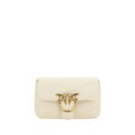 PINKO White Calf Leather Bos Taurus Shoulder Bag