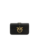 PINKO Black Calf Leather Bos Taurus Shoulder Bag