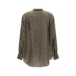Fendi Brown Silk Pattern Shirt