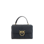 PINKO Black Calf Leather Bos Taurus Handbag