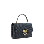 PINKO Black Calf Leather Bos Taurus Handbag