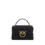 PINKO Black Calf Leather Bos Taurus Handbag