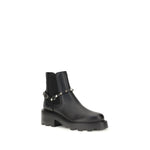 Valentino Garavani Black Calf Leather Bos Taurus Ankle Boots