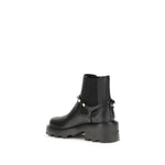 Valentino Garavani Black Calf Leather Bos Taurus Ankle Boots