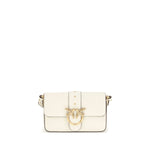 PINKO White Calf Leather Bos Taurus Shoulder Bag