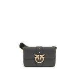 PINKO Black Calf Leather Bos Taurus Shoulder Bag