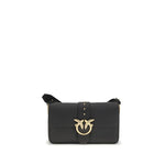 PINKO Black Calf Leather Bos Taurus Shoulder Bag