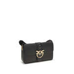 PINKO Black Calf Leather Bos Taurus Shoulder Bag