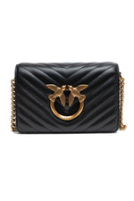 PINKO Black Leather Love Click Mini Shoulder Bag