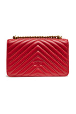 PINKO Red Leather Love One Mini Shoulder Bag