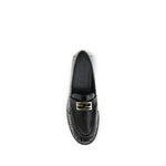 Fendi Black Calf Leather Bos Taurus Slip-On Loafers